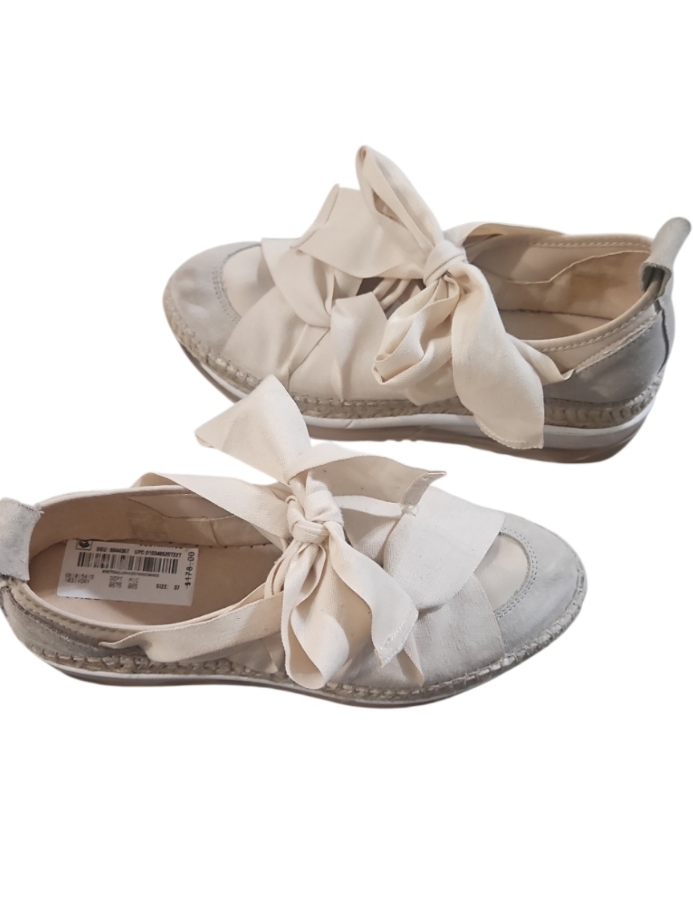 Free People Chapmin Espadrille Sneaker Ivory Ribbon Lace Platform Shoe Sz 7 - Picture 6 of 14